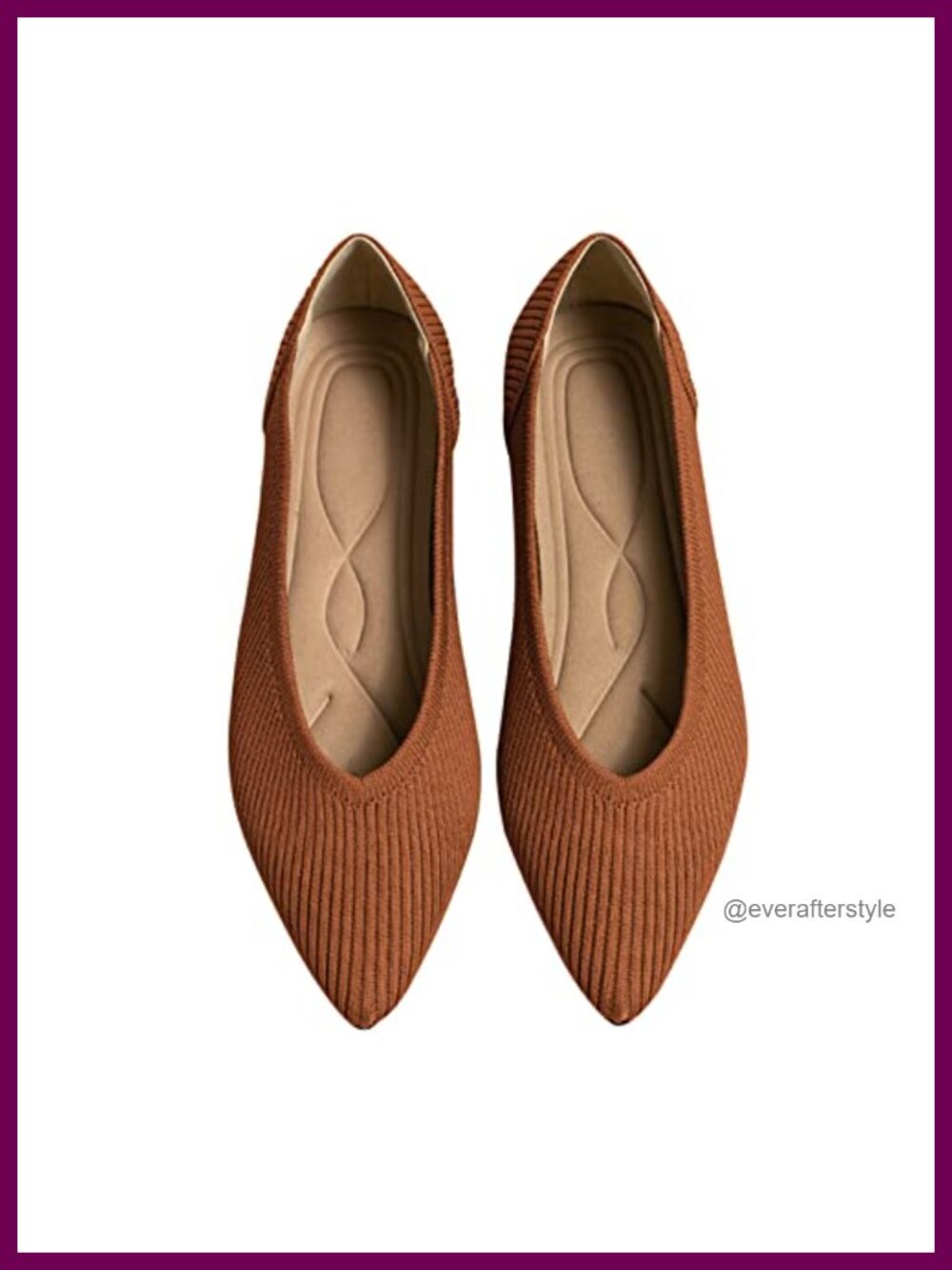 TINGRISE Women's Pointed Toe Knit Ballet Flats Comfortable Slip On Shoes